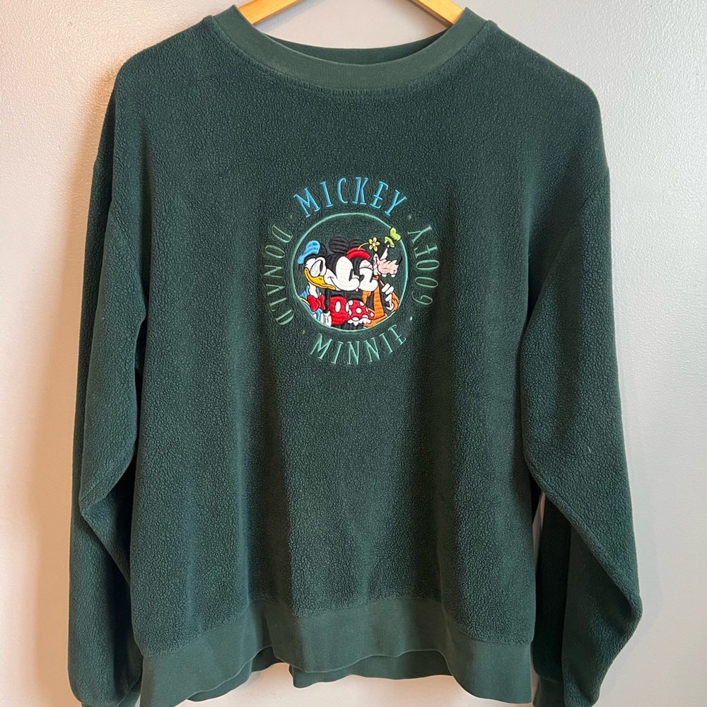 Winnie the Pooh Vintage Disney Sweater Green Fleece - Size Small
